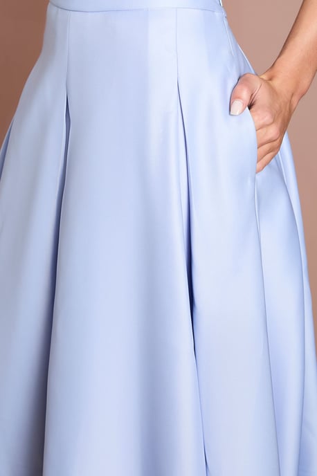 Satin Pleat Front Midi Full Skirt - Image 4