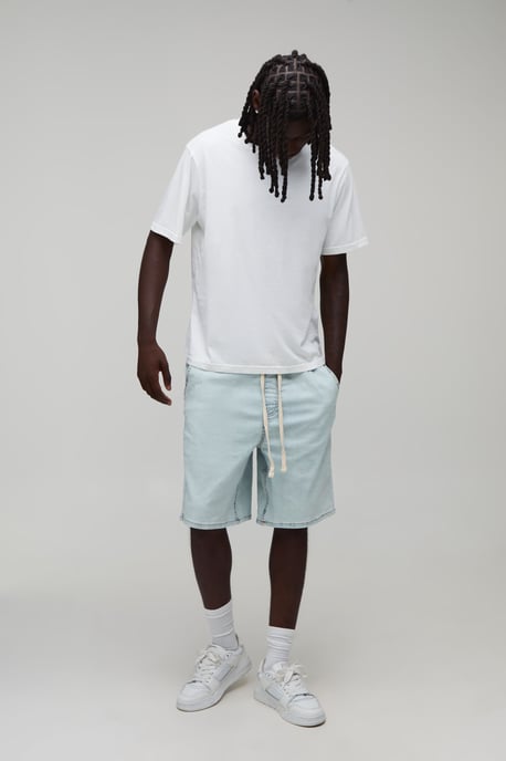 Extended Drawcord Stretch Denim Shorts - Image 4