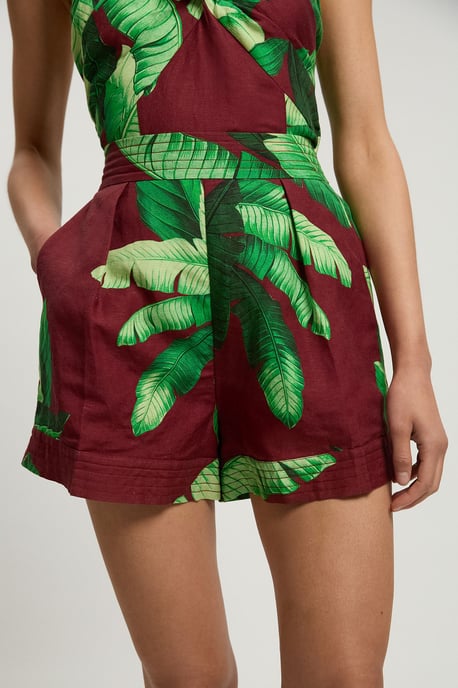 Viscose Linen Palm Tree Woven Short - Image 2