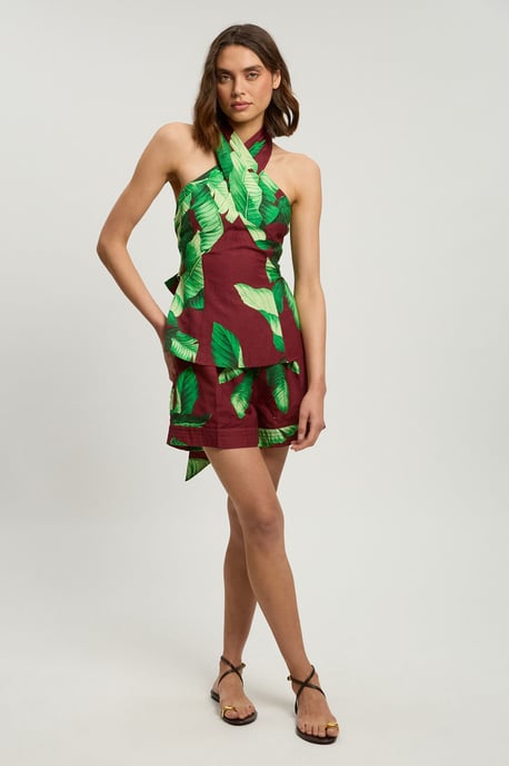 Viscose Linen Palm Tree Woven Short - Image 3