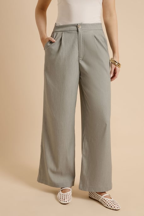 Pleat Front Wide Leg Trouser - Image 1