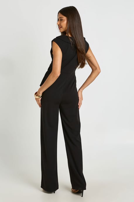 Wrap Front Drape Detail Wide Leg Jumpsuit - Image 2