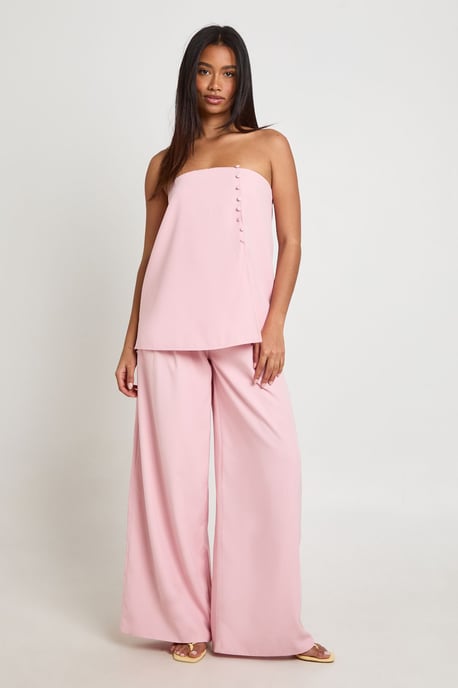 Concealed Waistband Wide Leg Tailored Trousers - Image 3