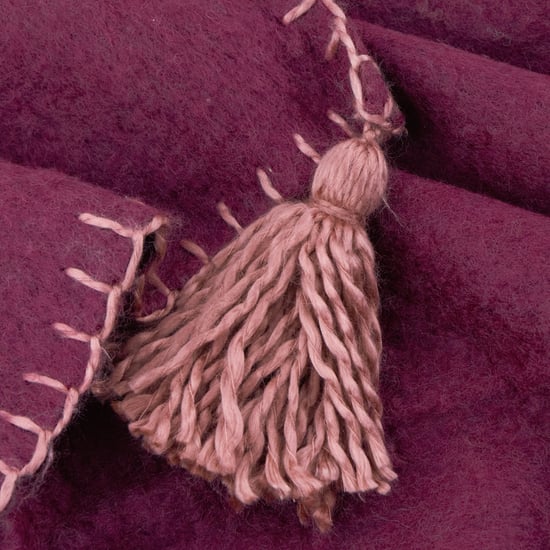 Furn Lowen Wool Blend Brushed Throw, Berry / Cotta - Image 2