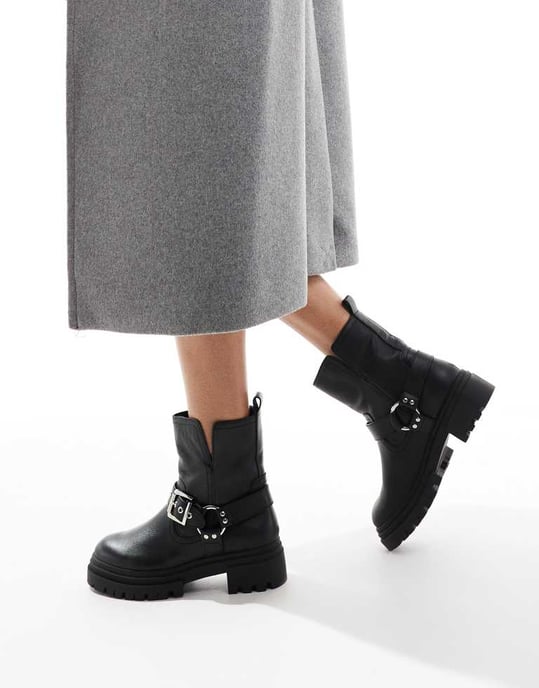 ALDO Harlyy biker ankle boots in black leather - Image 3