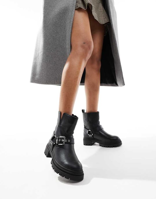 ALDO Harlyy biker ankle boots in black leather - Image 4