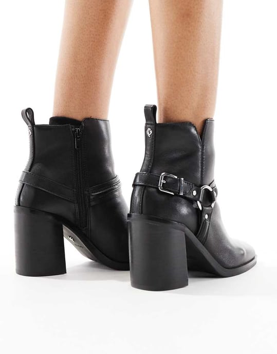 ALDO Catasetum harness block heel ankle boots in black leather - Image 3