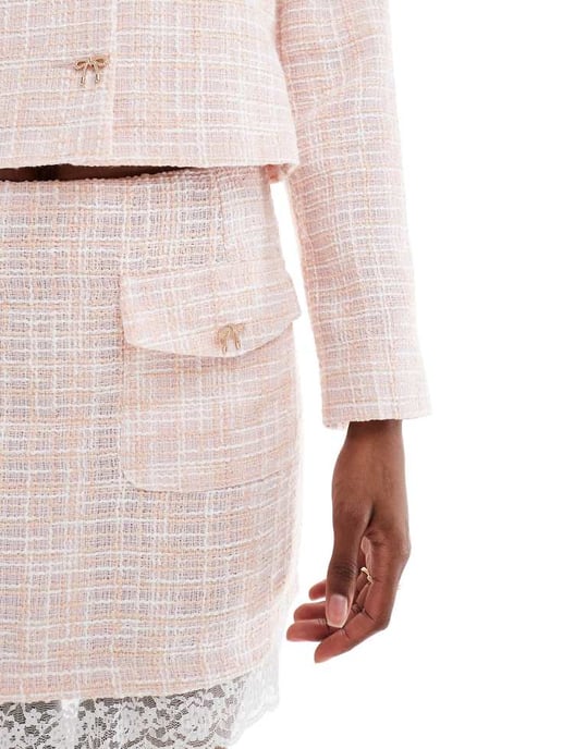 Miss Selfridge koordinerad skräddarsydd minijupe i ljusrosa - Image 3