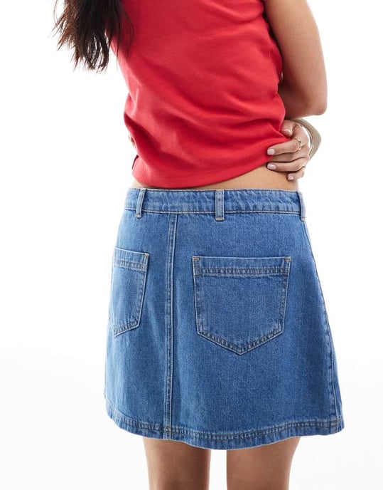 Miss Selfridge en linje denim mini kjol i medelvattning - Image 2