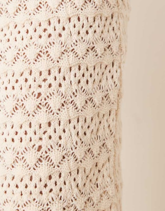 ASOS DESIGN stickad maxikjol i ecru - Image 3