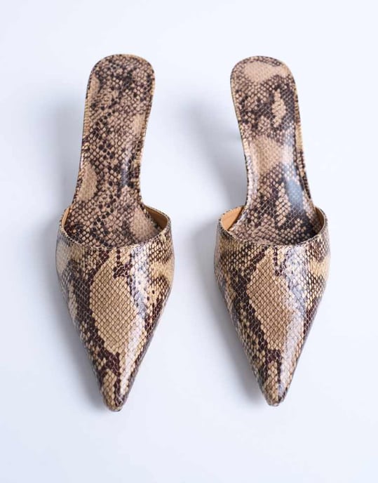 Topshop Dorota kitten heel pointed mule in snake - Image 2