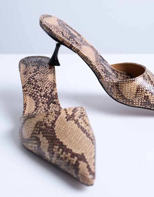 Topshop Dorota kitten heel pointed mule in snake - Image 3