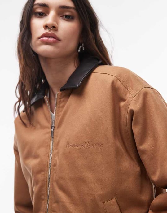 House of Sunny canvas worker jacket in tan - Image 2