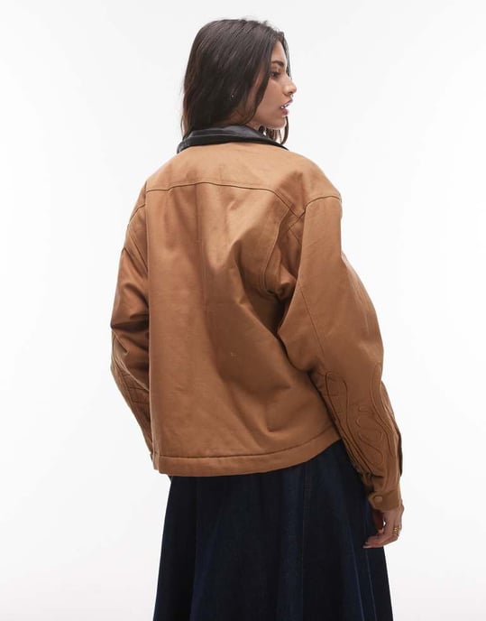 House of Sunny canvas worker jacket in tan - Image 3