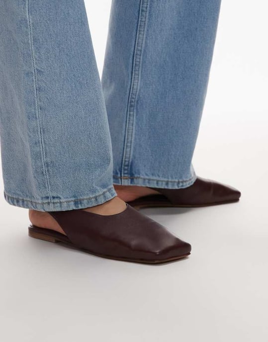 Topshop Brit leather slingback ballet in burgundy - Image 1