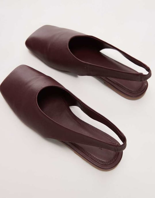 Topshop Brit leather slingback ballet in burgundy - Image 2