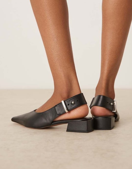 ASOS DESIGN Ledge premium läder slingback i svart - Image 4
