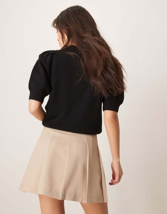 ASOS DESIGN skräddarsydd plisserad minikjol i sten - Image 3