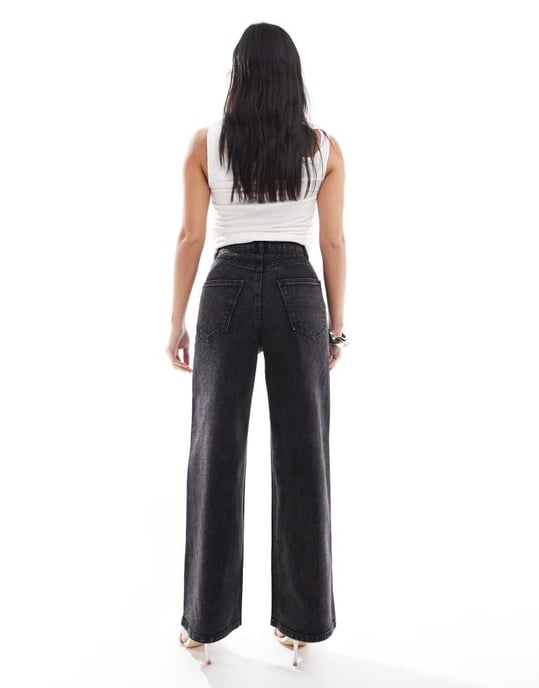 ONLY Petite Hope vida jeans med rhinstenar i tvättad svart - Image 2