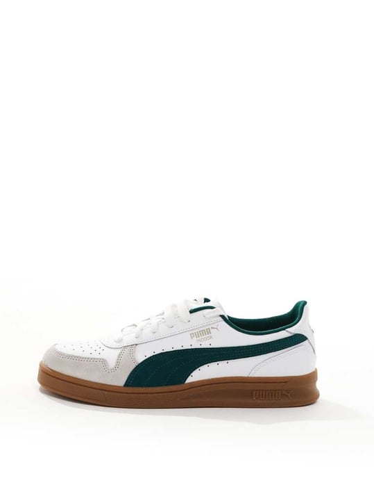 Puma Indoor trainers in white & green - Image 2