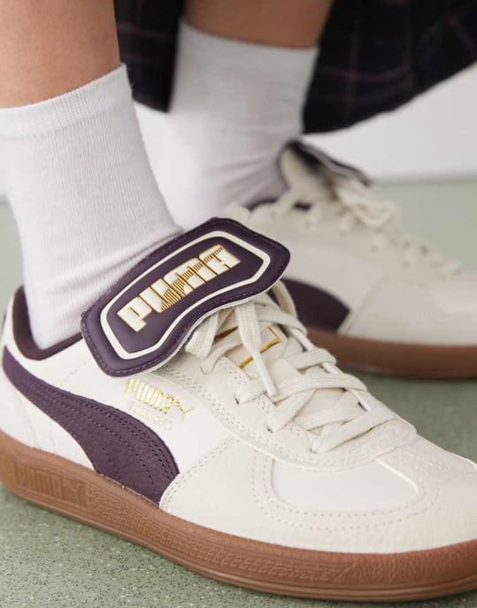 Puma Palermo Premium trainers in off white & plum - Image 4