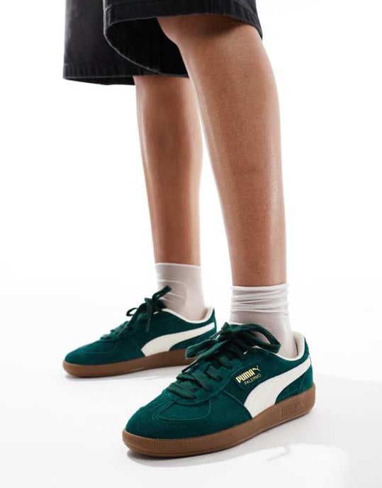 Puma Palermo trainers in forest green - Image 1