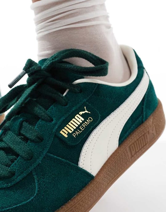 Puma Palermo trainers in forest green - Image 4