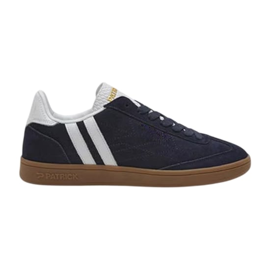 Patrick Mens Lyon Leather Cupsole Trainers (Navy/White/Gum) - Image 1