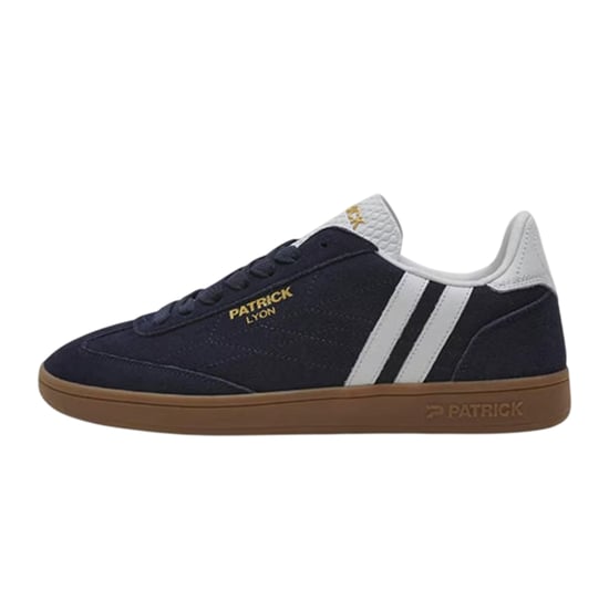 Patrick Mens Lyon Leather Cupsole Trainers (Navy/White/Gum) - Image 2