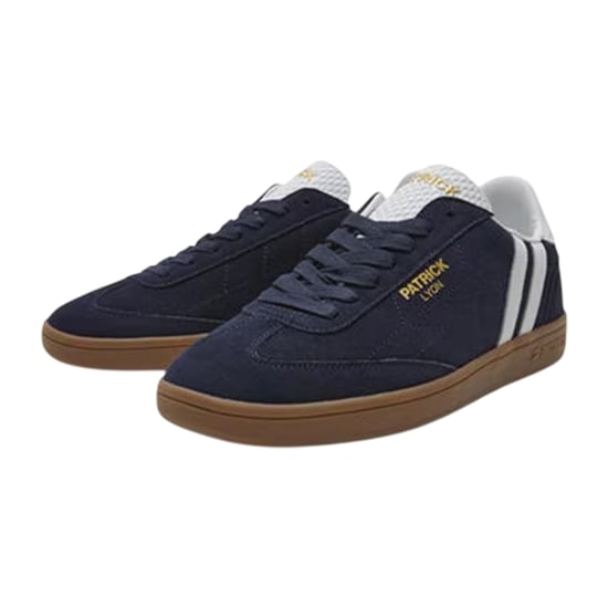 Patrick Mens Lyon Leather Cupsole Trainers (Navy/White/Gum) - Image 3