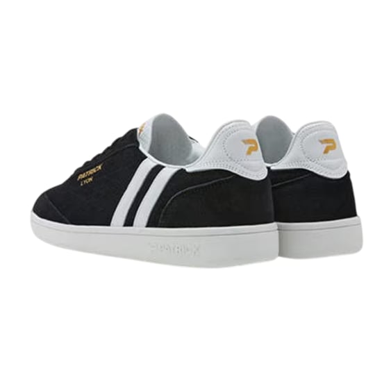 Patrick Mens Lyon Leather Cupsole Trainers (Black/White) - Image 2
