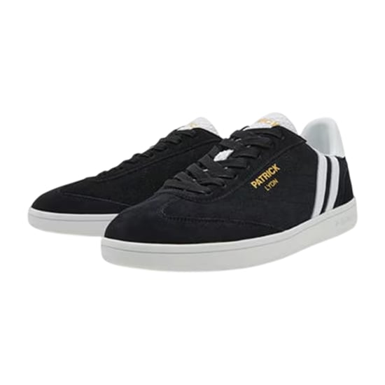 Patrick Mens Lyon Leather Cupsole Trainers (Black/White) - Image 4