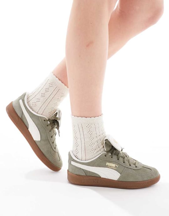 Puma Palermo Premium trainers in green - Image 1