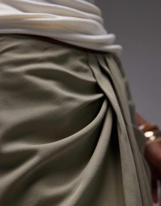 ASOS DESIGN lyocell drape front maxi skirt in olive - Image 3