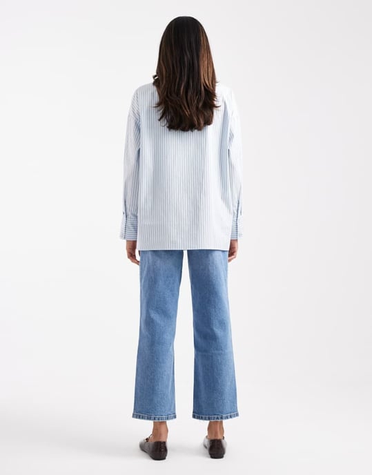 ASOS DESIGN Graviditetsankelsporande bekväma stretch raka benjeans i mid blue - Image 3