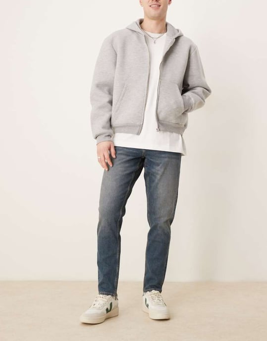 ASOS DESIGN stretch tapered i medelblå tvätt - Image 1