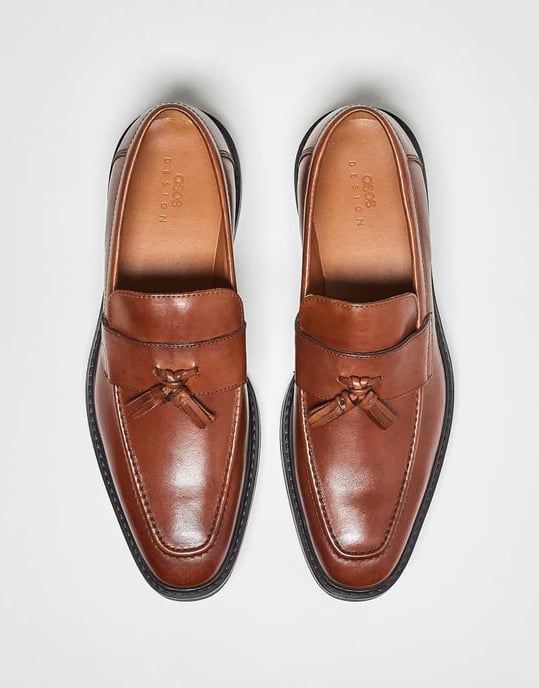 ASOS DESIGN loafers in tan leather with tassel - Image 4