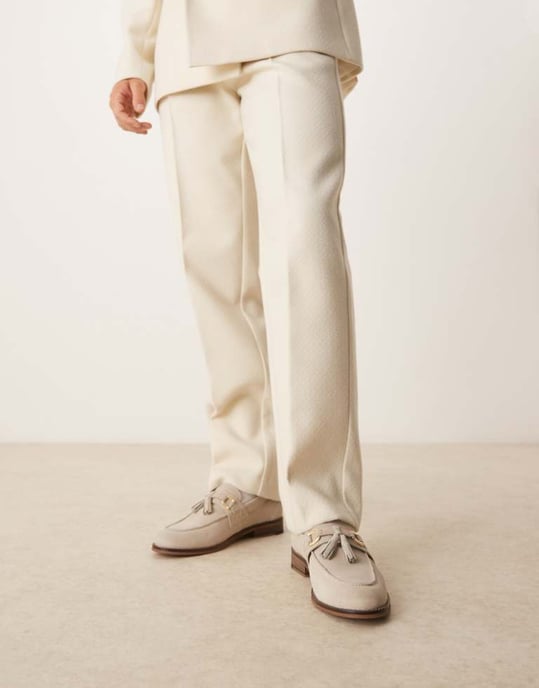 ASOS DESIGN grey suede loafers with tassle - Image 2