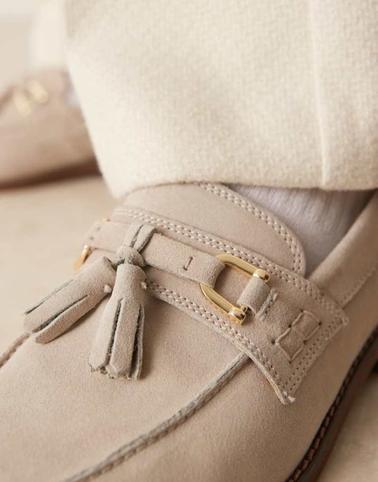 ASOS DESIGN grey suede loafers with tassle - Image 3