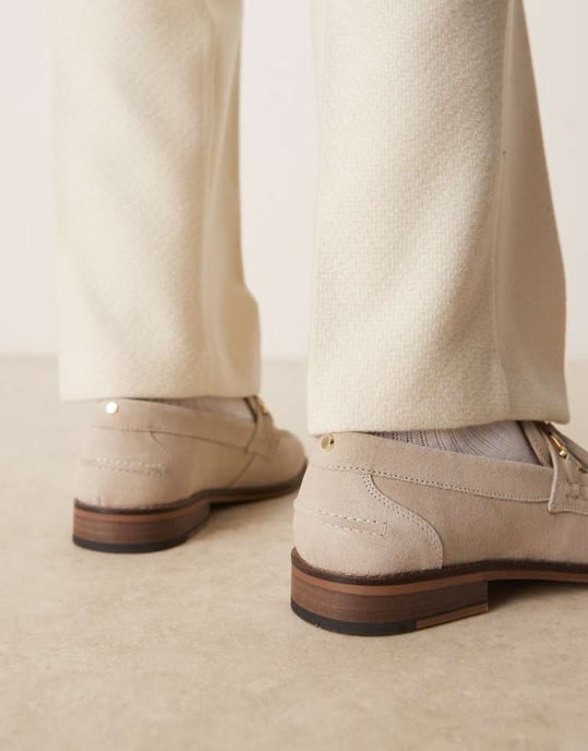 ASOS DESIGN grey suede loafers with tassle - Image 4