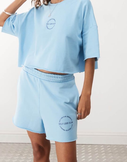 Noisy May sweatshirtshorts set i ljusblå - Image 2