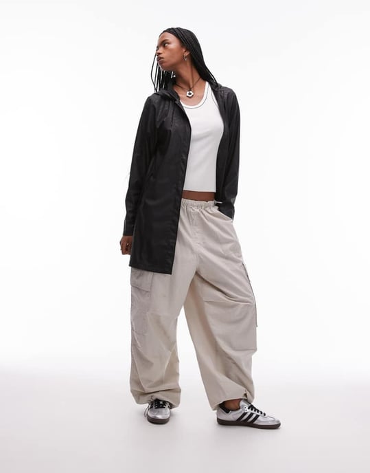 Rains A-line waterproof jacket with tonal logo in black - Image 3