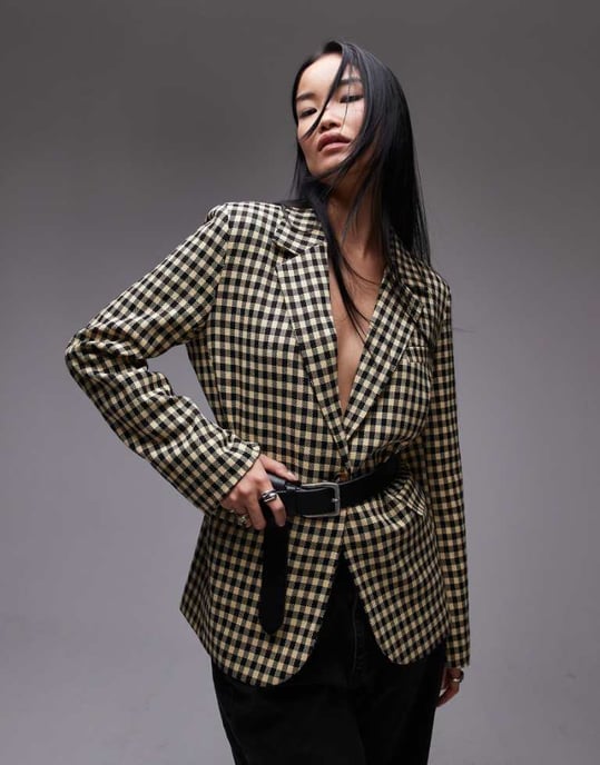 Topshop bold check tailored blazer in multi - Image 1