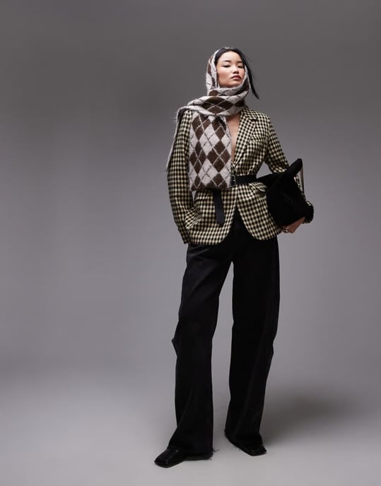 Topshop bold check tailored blazer in multi - Image 2