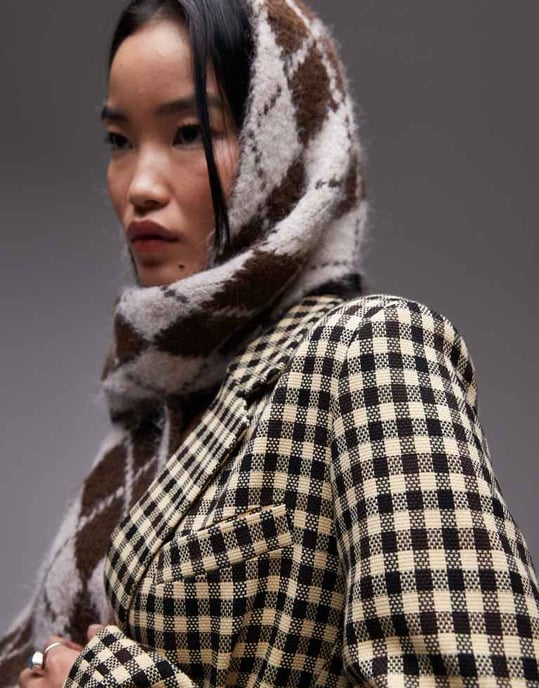 Topshop bold check tailored blazer in multi - Image 3