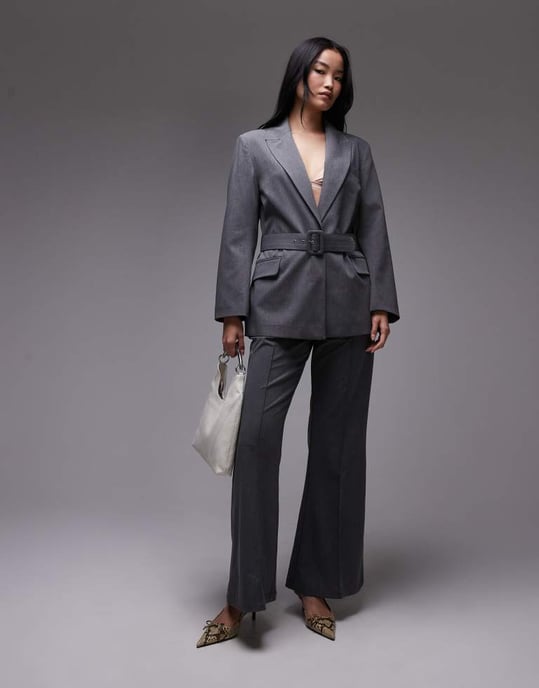 ASOS DESIGN belted oversized blazer in charcoal - Image 2