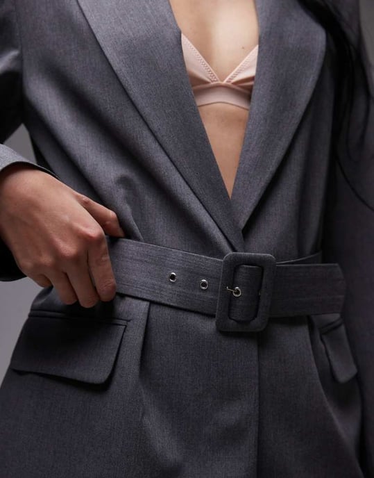 ASOS DESIGN belted oversized blazer in charcoal - Image 3