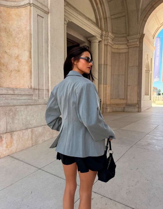 Labelrail x Barbara Ines scuplted tailored jacket in grey - Image 3