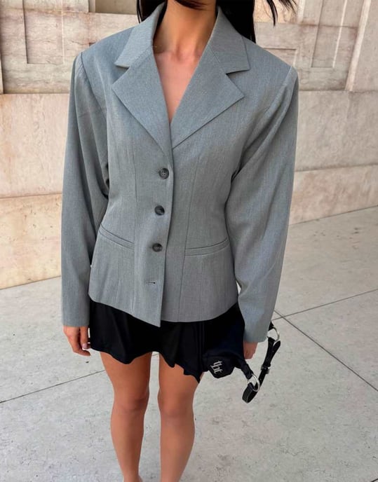 Labelrail x Barbara Ines scuplted tailored jacket in grey - Image 4