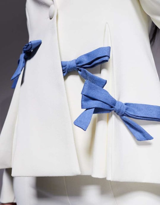ASOS LUXE co-ord tailored blazer with denim bows in cream - Image 3